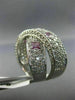 ESTATE LARGE 3.0CT DIAMOND & PINK SAPPHIRE 14KT WHITE GOLD CRISS CROSS LOVE RING