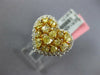 2.71CT WHITE & FANCY YELLOW DIAMOND 18KT 2 TONE GOLD 3D HEART SHAPE CLUSTER RING