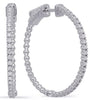 ESTATE .45CT DIAMOND 14KT WHITE GOLD 3D CLASSIC HOOP HANGING EARRINGS