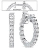 1.02CT DIAMOND 14K WHITE GOLD 3D 4 PRONG INSIDE OUT HOOP HUGGIE HANGING EARRINGS