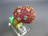 ESTATE LARGE 8.0CT DIAMOND & AAA PINK SAPPHIRE 18KT YELLOW GOLD PUFF HEART RING
