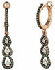.64CT WHITE & CHOCOLATE FANCY DIAMOND 14KT ROSE GOLD TEAR DROP HANGING EARRINGS