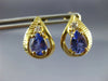ESTATE 1.36CT DIAMOND PEAR TANZANITE 14K YELLOW GOLD POST FILIGREE EARRINGS 9762