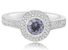 .87CT DIAMOND & AAA AMETHYST 18KT WHITE GOLD BEZEL DOUBLE HALO ENGAGEMENT RING