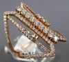 ESTATE LARGE 1.35CT DIAMOND 14KT ROSE GOLD CLASSIC MULTI BAR DOUBLE V FUN RING