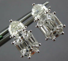 1.2CT DIAMOND 18K WHITE GOLD BAGUETTE ASSCHER & MOON STONE CLUSTER STUD EARRINGS