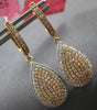LARGE .96CT WIHTE & PINK DIAMOND 18KT WHITE & ROSE GOLD PAVE TEAR DROP EARRINGS