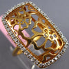 ESTATE LARGE .38CT DIAMOND 14K ROSE GOLD 3D FLOWER FILIGREE RECTANGULAR FUN RING