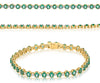 6.0CT DIAMOND & AAA EMERALD 14K YELLOW GOLD CLASSIC OVAL & ROUND TENNIS BRACELET
