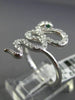 ESTATE LARGE .34CT DIAMOND & AAA EMERALD 14KT WHITE GOLD 3D SNAKE SWIRL FUN RING