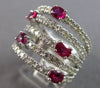 EXTRA LARGE 2.66CT DIAMOND & AAA RUBY 14K WHITE GOLD OVAL & ROUND MULTI ROW RING
