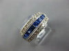 WIDE 1.93CT DIAMOND AAA SAPPHIRE 14KT WHITE GOLD PRINCESS 3 ROW ANNIVERSARY RING