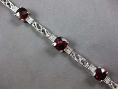 7.67CT DIAMOND & AAA GARNET 14KT WHITE GOLD 3D CUSHION & ROUND TENNIS BRACELET