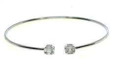 .31CT DIAMOND 18KT WHITE GOLD BAGUETTE DOUBLE OVAL FLEXIBLE FUN BANGLE BRACELET