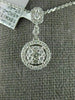 ESTATE .58CT DIAMOND 18KT WHITE GOLD 3D CLASSIC HALO ROUND & BAGUETTE PENDANT