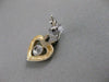 ANTIQUE OLD MINE CUT DIAMOND 14K WHITE YELLOW GOLD HANGING HEART EARRINGS #21076