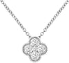 ESTATE .26CT DIAMOND 14KT WHITE GOLD 3D FLOWER FILIGREE MILGRAIN LOVE NECKLACE