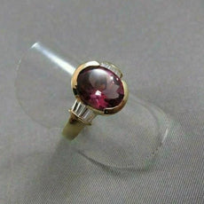 ANTIQUE WIDE 3.34CT DIAMOND & AAA PINK TOURMALINE 14KT YELLOW GOLD COCKTAIL RING