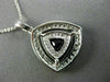 ESTATE LARGE 1.15CT DIAMOND & AAA SAPPHIRE 14K WHITE GOLD 3D DOUBLE HALO PENDANT