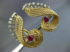 ANTIQUE LARGE 2.60CT DIAMOND & AAA RUBY 18K 2 TONE GOLD 3D LEAF CLIP ON EARRINGS