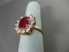 ANTIQUE LARGE 5.56CT DIAMOND & AAA RUBY 14K ROSE GOLD CLUSTER OVAL COCKTAIL RING