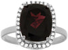 4.88CT DIAMOND & AAA GARNET 14KT WHITE GOLD 3D CUSHION SQUARE HALO LOVE RING