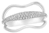 ESTATE .31CT DIAMOND 14K WHITE GOLD CLASSIC ROUND MULTI ROW DOUBLE WAVE FUN RING
