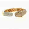 10.85CT WHITE & PINK DIAMOND & AAA EMERALD 18K WHITE & ROSE GOLD BANGLE BRACELET