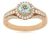WIDE .88CT DIAMOND & AAA AQUAMARINE 14KT ROSE GOLD 3D OVAL HALO ENGAGEMENT RING