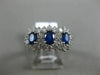 WIDE 2.0CT DIAMOND & AAA OVAL SAPPHIRE 14KT WHITE GOLD PAST PRESENT FUTURE RING