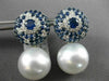LARGE 5.84CT DIAMOND AAA SAPPHIRE & SOUTH SEA PEARL 18KT WHITE GOLD 3D EARRINGS