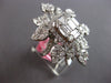 ESTATE EXTRA LARGE 4.06CT DIAMOND 18KT WHITE GOLD 3D SQUARE FLOWER COCKTAIL RING