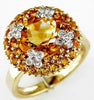 ESTATE LARGE 4.42CT DIAMOND & AAA CITRINE 14KT YELLOW GOLD MULTI FLOWER FUN RING