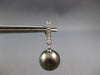 ESTATE .15CT DIAMOND & AAA TAHITIAN PEARL 14K WHITE GOLD 3D BAR HANGING EARRINGS