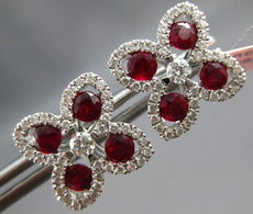 2.38CT DIAMOND & AAA RUBY 14KT WHITE GOLD OVAL & ROUND MULTI LEAF STUD EARRINGS