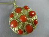 ANTIQUE LARGE AAA CORAL 18KT YELLOW GOLD DOUBLE SIDED FILIGREE PENDANT #16494