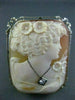 ANTIQUE LARGE .08CT DIAMOND 14K WHITE GOLD FILIGREE LADY CAMEO BROOCH PIN #22063