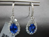 3.99CT DIAMOND & AAA SAPPHIRE 18KT WHITE GOLD 3D OVAL TEAR DROP HANGING EARRINGS