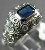 ESTATE 1.49CTW DIAMOND & AAA SAPPHIRE 14KT WHITE GOLD FILIGREE ENGAGEMENT RING