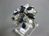 ESTATE LARGE 2.0CT DIAMOND & AAA SAPPHIRE 18KT WHITE GOLD 3D FLOWER CLUSTER RING