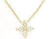 ESTATE .41CT DIAMOND 14KT YELLOW GOLD ROUND 4 STONE FLOWER SQUARE LOVE NECKLACE