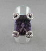 ANTIQUE WIDE 17.52CTW AAA AMETHYST EMERALD CUT & DIAMOND 18KT WHITE GOLD RING