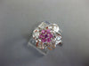1.08CT DIAMOND & AAA PINK SAPPHIRE 18KT WHITE GOLD ROUND & BAGUETTE FLOWER RING
