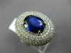 ESTATE LARGE 6.95CT DIAMOND & AAA SAPPHIRE 14KT WHITE GOLD OVAL ENGAGEMENT RING
