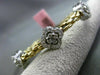 ESTATE 1.30CT DIAMOND 14K WHITE & YELLOW GOLD 3D FLOWER FLEXIBLE BANGLE BRACELET