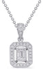 .38CT DIAMOND 14KT WHITE GOLD ROUND & EMERALD CUT OCTAGON HALO FLOATING PENDANT