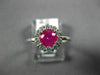 ESTATE 1.10CT DIAMOND & AAA RUBY 14KT WHITE GOLD FLOWER CLASSIC ENGAGEMENT RING