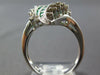 ESTATE WIDE 1.18CT DIAMOND & AAA EMERALD 14KT WHITE GOLD CLASSIC LEAF FUN RING