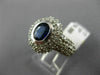 ESTATE WIDE 2.50CT DIAMOND & SAPPHIRE 14KT WHITE GOLD BEZEL HALO ENGAGEMENT RING