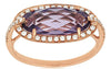 3.2CT DIAMOND & AAA AMETHYHST 14KT ROSE GOLD 3D OVAL & ROUND SIDEWAYS FUN RING